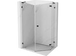 Mexen Lunar L Cabina Doccia Pentagonale Battente Destra 80 X 90 Cm, Trasparente, Nero - 831L-080P-090L-70-00-P