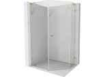 Mexen Lunar L Cabina Doccia Pentagonale Battente Destra 90 X 100 Cm, Trasparente, Oro - 831L-090P-100L-50-00-P