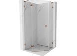 Mexen Lunar L Cabina Doccia Pentagonale A Battente Sinistra 80 X 80 Cm, Trasparente, Oro Rosa - 831L-080L-080P-60-00-L