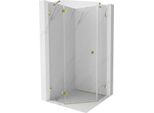 Mexen Lunar Cabina Doccia Pentagonale Con Porta Sinistra Battente 80 X 80 Cm, Trasparente, Oro - 831-080L-080P-50-00-L