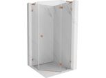 Mexen Lunar L Cabina Doccia Pentagonale Apribile A Destra 80 X 80 Cm, Trasparente, Rame Spazzolato - 831L-080P-080L-65-00-P