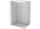 Mexen Lunar L Cabina Doccia Pentagonale A Battente Destra 90 X 100 Cm, Trasparente, Rame Spazzolato - 831L-090P-100L-65-00-P