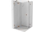 Mexen Lunar Cabina Doccia Pentagonale A Battente Sinistra 80 X 80 Cm, Trasparente, Oro Rosa - 831-080L-080P-60-00-L
