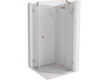 Mexen Lunar Cabina Doccia Pentagonale A Battente Destra 90 X 90 Cm, Trasparente, Rame Spazzolato - 831-090P-090L-65-00-P