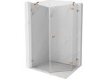 Mexen Lunar Cabina Doccia Pentagonale Battente Destra 80 X 90 Cm, Trasparente, Rame Spazzolato - 831-080P-090L-65-00-P