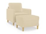 Syfax™ Poltrona Con Poggiapiedi Crema 60 Cm In Tessuto