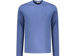 Camicia Da Uomo A Maniche Lunghe Blu Con Collo Rotondo E Ricamo