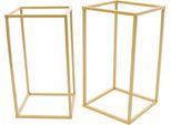 Portafiori Per Matrimonio - Colonna Quadrata In Metallo - 22×22×40 Cm - Ferro - Set Di 2 - Per Navata E Fondo - Oro