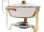 Scaldavivande - Chafing Dish Rotondo Da 5 Litri - Acciaio Inox - Pentola Scaldavivande - Con Coperchio - Argento