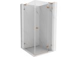 Mexen Lunar L Cabina Doccia A Battente Destra 100 X 100 Cm, Trasparente, Rame Spazzolato - 834L-100-100-65-00-P