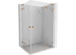 Mexen Lunar L Duo Cabina Doccia A Battente Destra 120 X 110 Cm, Trasparente, Rame Spazzolato - 834L-120P-110L-65-00