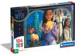 Clementoni - 27269 - Puzzle Supercolor - Disney Wish - Puzzle 104 Pezzi Da 6 Anni, Puzzle Colorato Per Bambini Con Speciale Luminosità E Intensità Di Colore, Gioco Di Abilità Per Bambini