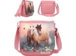 Miss Melody Flowers - Borsa A Tracolla Piccola In Rosa Con Motivo A Cavallo