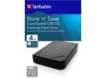 Verbatim Store 'N' Save - Disco Rigido - 4 Tb - Esterno (Desktop) - Usb 3.0 - Nero