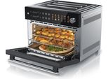 Arendo Minibackofen Airfryer 30L Edelstahl Multifunktionsofen, XXL Heißluftfritteuse 1800W, mini Backofen Dörrgerät + Zubehör, Drehspieß, rotierender Frittierkorb