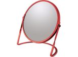 Spirella Specchio Da Trucco Specchio Cosmetico Specchio Da Bagno "Akira"" Ingrandimento 5X - Rosso Opaco"