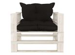 Syfax™ Poltrona Da Giardino Pallet Con Cuscini Neri In Legno