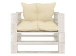 Syfax™ Poltrona Da Giardino Pallet Con Cuscini Crema In Legno