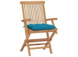Sedie Da Giardino Con Cuscini Azzurri 4 Pezzi. Legno Massiccio Di Teak