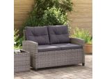 Vidaxl Divano Da Giardino A 2 Posti Con Cuscini Grigio 124 Cm In Poly Rattan