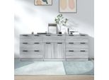 The Living Store Credenza 3 Pezzi Credenza In Legno Grigio Sonoma