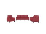 Vidaxl Set Divano 3 Pezzi Con Cuscini In Pelle Finta Rosso Vino