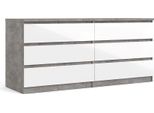 Cassettiera Nada Ampia Con 6 Cassetti, Decoro Cemento, Bianco Lucido.