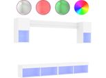 Syfax™ Mobili Tv A Muro Con Led 6Pz Bianchi In Legno Multistrato