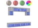 Syfax™ Mobili Tv A Muro Con Led 6Pz Grigio Sonoma Legno Multistrato