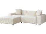 Home Deluxe Divano Angolare Amelio Cord - Beige, A Sinistra - 240 X 178 Cm | Divano Da Salotto Moderno Con Pouf