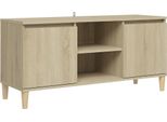 Syfax™ Mobile Tv Con Gambe In Legno Rovere Sonoma 103,5X30X50 Cm