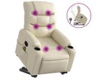 Vidaxl Poltrona Per Massaggi Con Ausilio Per L'assistenza In Piedi In Pelle Finta Crema
