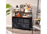 Credenza Costway Con Cassetti In Tessuto, Cassettiera In Tessuto Con Ripiano Superiore E Protezione Antiribaltamento, Cassettiera Per Abiti Indipendente Industriale Per Soggiorno, Camera Da Letto (5 Cassetti)