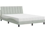 Letto Con Materasso In Velluto Grigio Chiaro 140X190 Cm