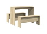 Syfax™ Set Tavolo Da Pranzo E Panche 3 Pz Rovere Sonoma In Truciolato