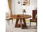 Tavolo Da Pranzo Tribesigns Farmhouse, Tavolo Da Pranzo Rotondo Per 4 Persone Da 120 Cm, Tavolo Da Pranzo Rotondo Per La Casa, Sala Da Pranzo, Soggiorno (Marrone)
