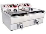 Beeketal Gastronomie Friteuse Fritteuse 230V, Fritteuse BTF/BWF:BWF-102P - 10 + 10 L mit Ablaufhahn