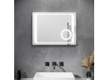 Sonni Specchio Da Bagno A Led Specchio Illuminato Senza Nebbia 80 X 60 Cm Specchio Da Bagno Con Illuminazione Interruttore A Sfioramento Specchio Da Parete A Led Con Presa Per Rasoio E Specchio Da Trucco Con Ingrandimento 3X