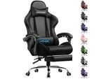 Gtplayer Sedia Da Gioco Con Poggiapiedi E Cuscino Lombare Massaggiante Sedia Da Ufficio Sedia Da Gioco Sedia Da Gioco Ergonomica Con Braccioli Collegabili Fino A 150 Kg Di Portata Nero