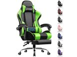 Gtplayer Sedia Da Gioco Con Poggiapiedi E Cuscino Lombare Massaggiante Sedia Da Ufficio Sedia Da Gioco Sedia Da Gioco Ergonomica Con Braccioli Collegabili Fino A 150 Kg Di Portata Verde
