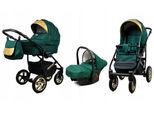 BabyLux® Gold Lux | 3in1 Kinderwagen Set | Bottle Green | Kombikinderwagen | Kinderwagenset | Bu