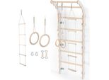 Midi Spalliera A Parete Per Stanze Dei Bambini | Spalliera Con Gradini D'arrampicata + Anelli Da Ginnastica + Scaletta D'arrampicata | 100% Eco