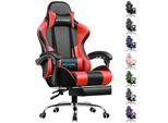Gtplayer Sedia Da Gioco Con Poggiapiedi E Cuscino Lombare Massaggiante Sedia Da Ufficio Sedia Da Gioco Sedia Da Gioco Ergonomica Con Braccioli Di Collegamento, Caricabile Fino A 150 Kg Rosso