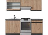 Vicco Cucina Componibile R-Line, 200 Cm , Pt Antracite, Quercia Dorata/Antracite
