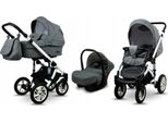 BabyLux® Sky Lark | 3in1 Kinderwagen Set | Grey Flex | Kombikinderwagen | Kinderwagenset | Buggy
