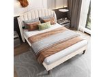 Flieks Letto Matrimoniale Letto Per Ragazzi 140X190Cm Letto Imbottito Con Rete A Doghe, Letto In Legno Massiccio Velluto, Letto Per Bambini Letto Per Ospiti, Grigio