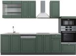 Vicco Cucina Componibile Fame-Line, 300 Cm Con Armadio Alto, Pt Marmo, Verde-Oro Country House/Antracite