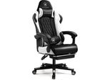 Gtplayer Sedia Da Gioco Sedia Da Gioco, Sedia Da Ufficio Ergonomica Con Poggiapiedi, Poltrona Da Gioco 150 Kg Di Portata, Poggiatesta E Supporto Lombare Bianco
