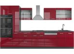 Vicco Cucina Componibile R-Line, 350 Cm Con Armadio Alto, Senza Piano Di Lavoro, Rosso Lucido/Antracite/Antracite