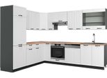 Vicco Cucina Angolare Completa Fame-Line, 227 X 287 Cm , Pt Rovere, Bianco Casa Di Campagna/Antracite